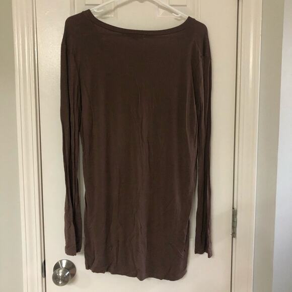 PIKO • V-Neck Long Sleeve Light Brown Tunic Top Shirt - Picture 4 of 4
